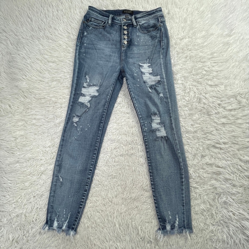 Judy Blue Distressed Skinny Jeans - Blue